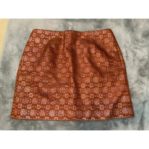 J. Crew Women's 2 Silk Cotton Metallic Patterned Lined Mini Skirt - Picture 1 of 8